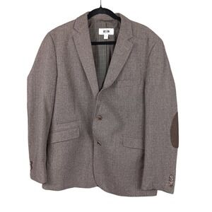 Joseph Abboud XL Brown Plaid Wool Blend Blazer Sport Coat Elbow Patch‎ Mens
